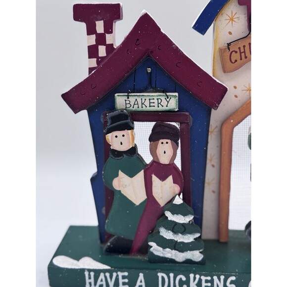 Christmas Dickens Wooden Table/Mantle Holiday Decoration Snowman Town Village - Picture 2 of 10